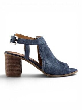 Franco Sarto Harlet Blue Suede Peep Toe Block Heel Sandals 8.5M